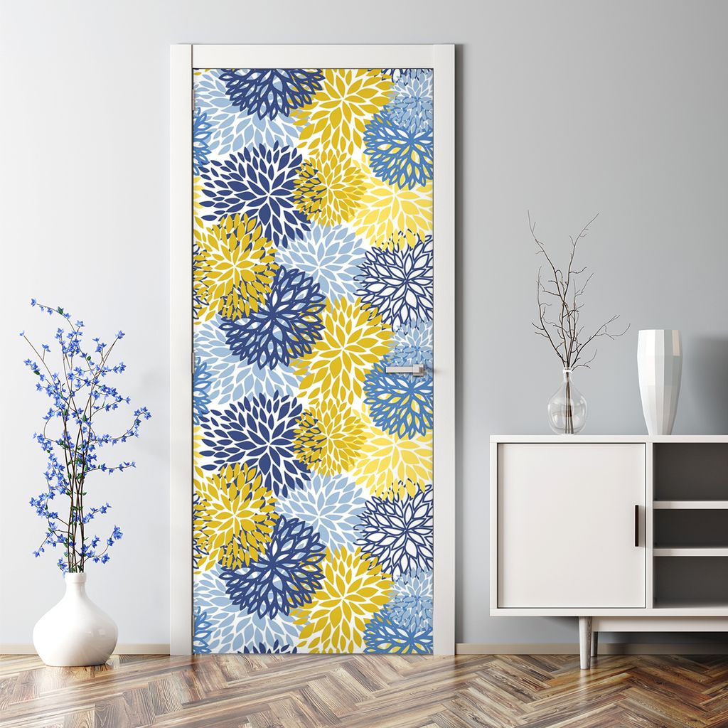 Dekorative Türposter selbstklebend Wandaufkleber Türaufkleber Tinte Rosen Blumen 70 x 200 cm
