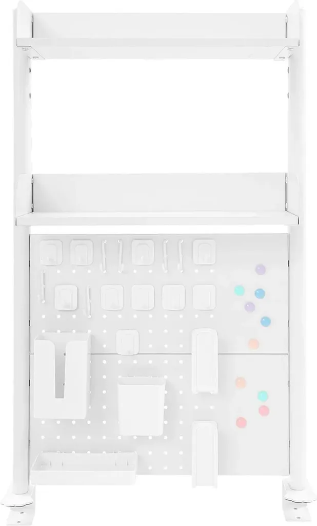 Organisateur de bureau multifonction en bois blanc, rangement compact