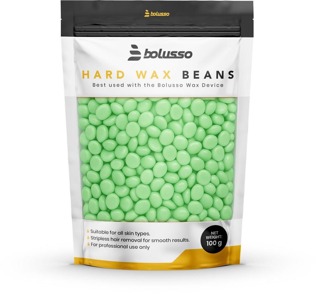 Bolusso Wax Bohnen Tea Tree 100g | Haarentfernung Wachsperlen für Gesicht, Beine & Bikinizone | Stripfreies Heißwachs für glatte Haut zu Hause