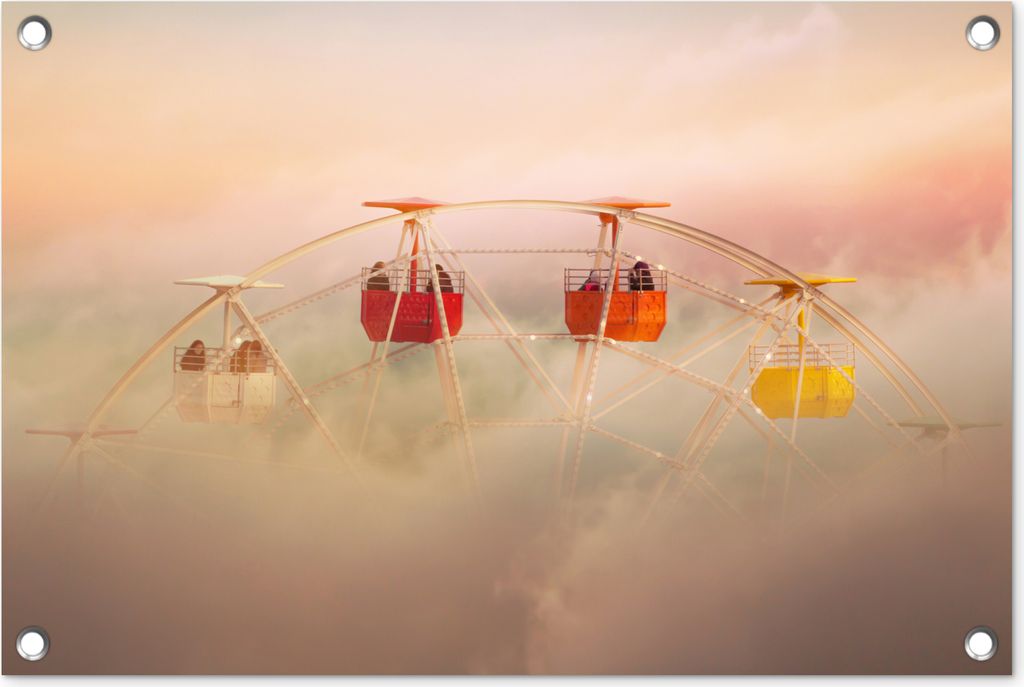 MuchoWow 60x40 cm Outdoor-Poster Gartendeko Sichtschutz Garten Poster für den Garten Riesenrad - Regenbogen - Himmel - Abstrakt