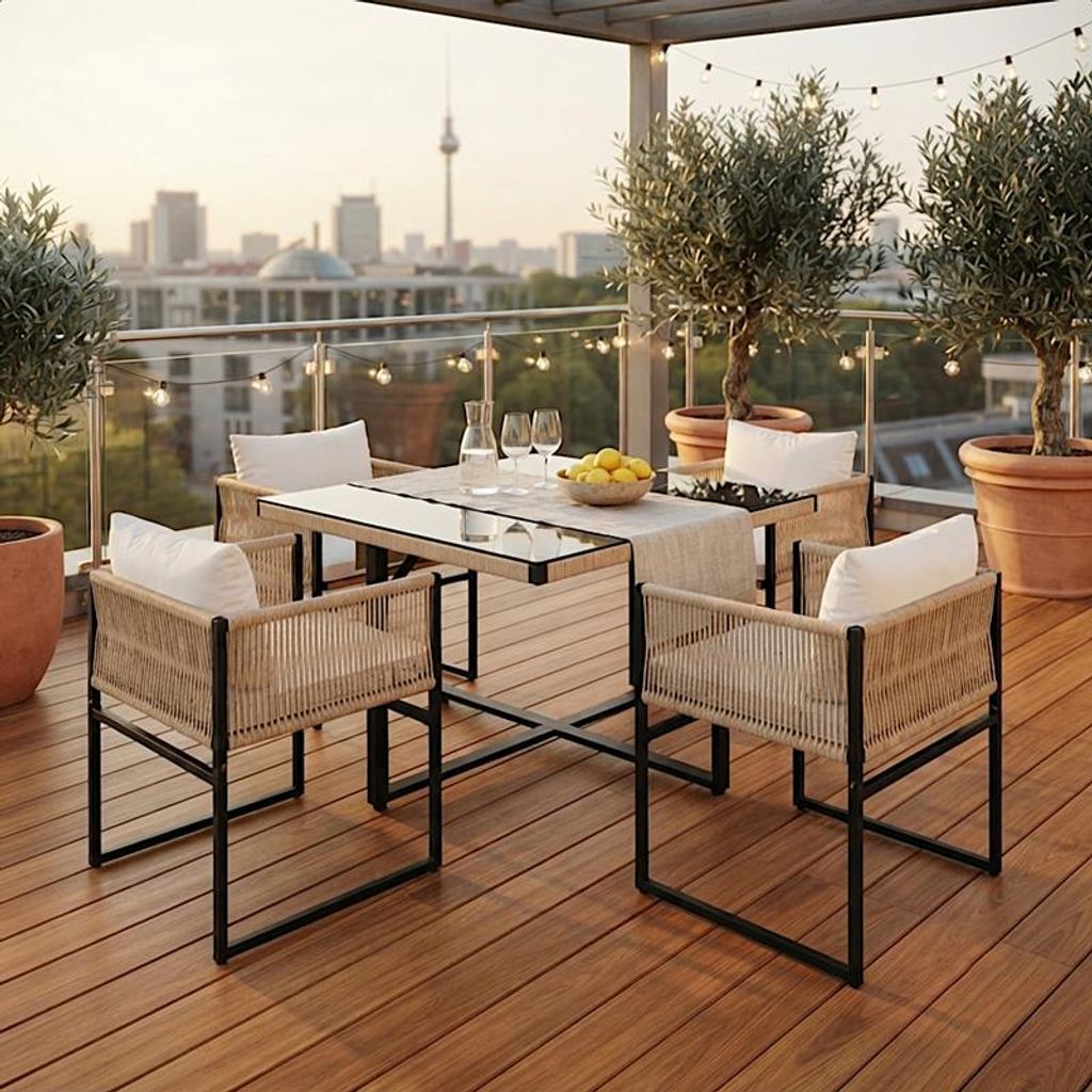 Gartenset Sitzgruppe Gartenmöbel Set Cube Essgruppe Rope Produktbild 