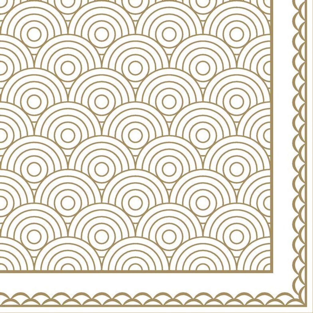 8x20 Servietten, 3-lagig 1/4-Falz 33 cm x 33 cm "Ornamentation gold"