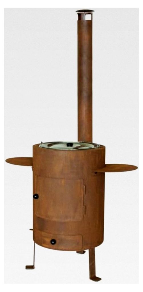 Fondue Outdoor-Ofen 77 mit Pfanne und Deckel, rost, 180 x 85 x 62 cm
