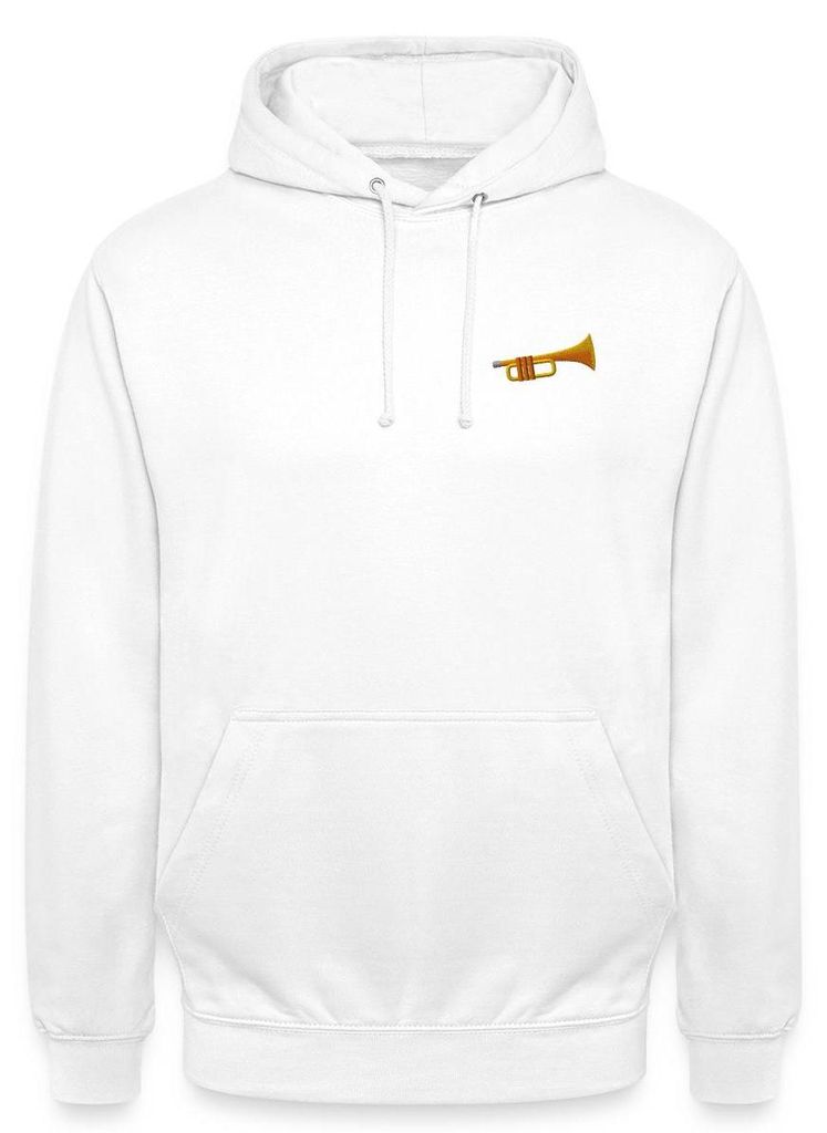 Spreadshirt Stickerei Trompete Uni Hoodie, 4XL, Weiß