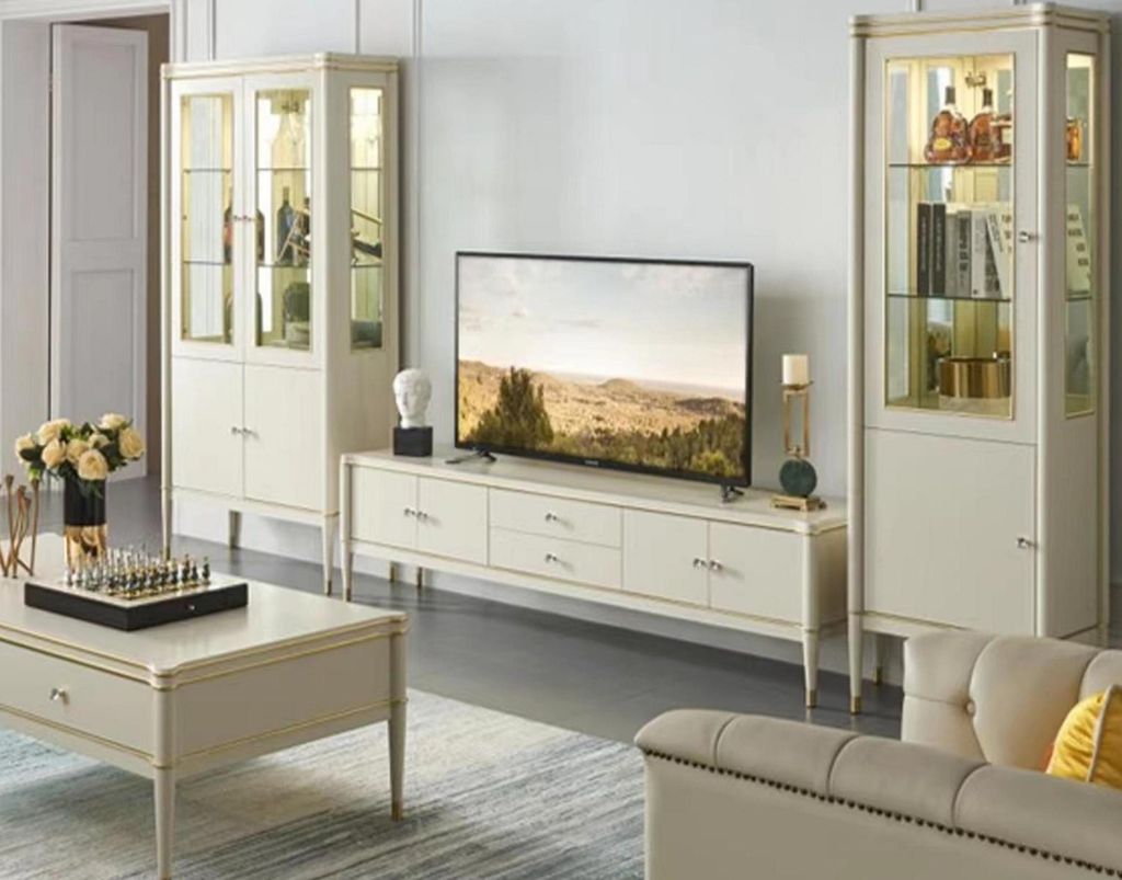 Design Wohnwand Sideboard 2x Schrank rtv Lowboard Anrichte 3 tlg. Set Vitrine
