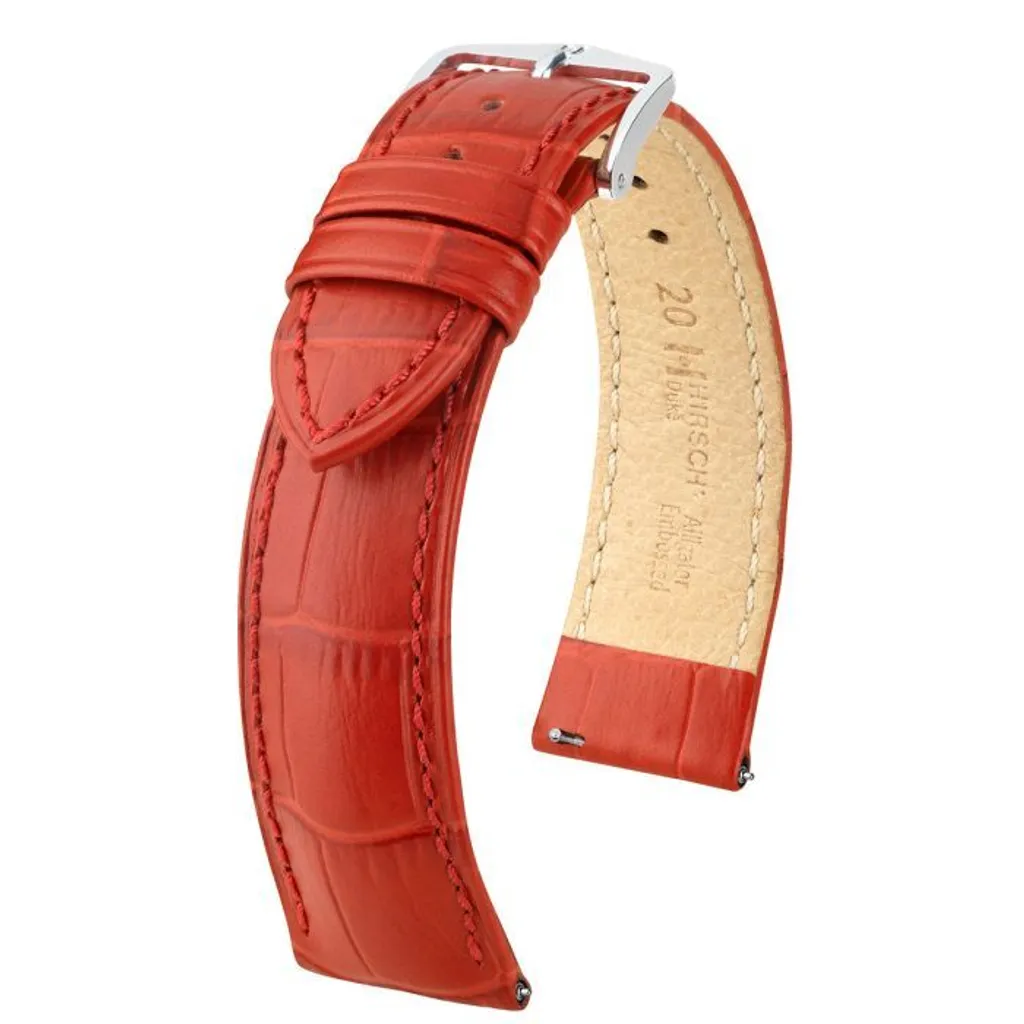 Cinturino Orologio Hirsch Duke 18mm Rosso | Stile Alligatore Chic