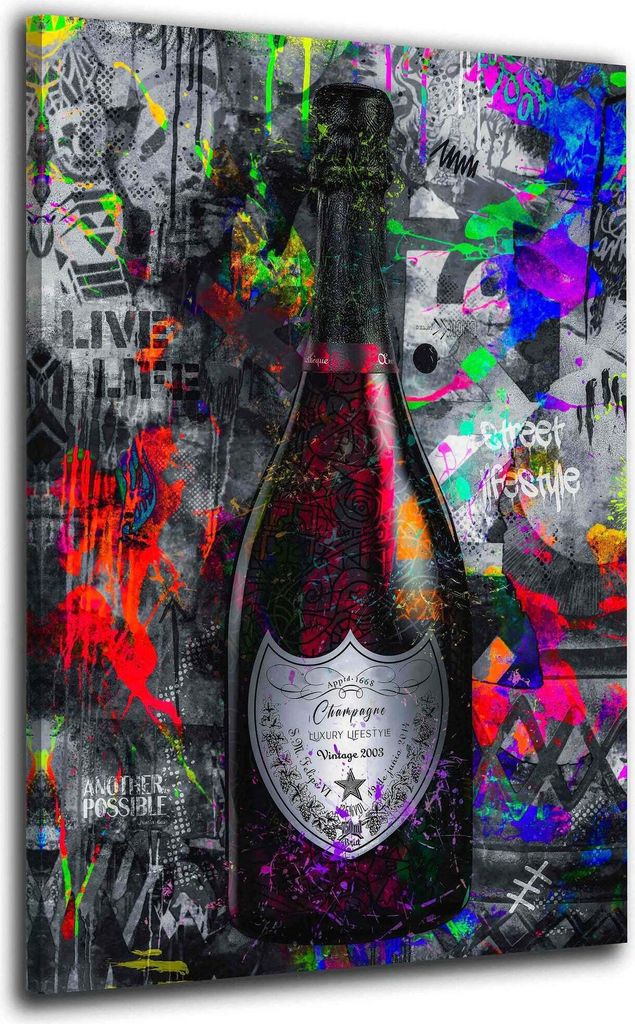 Street Art Flasche Wandbild Leinwandbild Kunst Deko XL: 60x90x2cm
