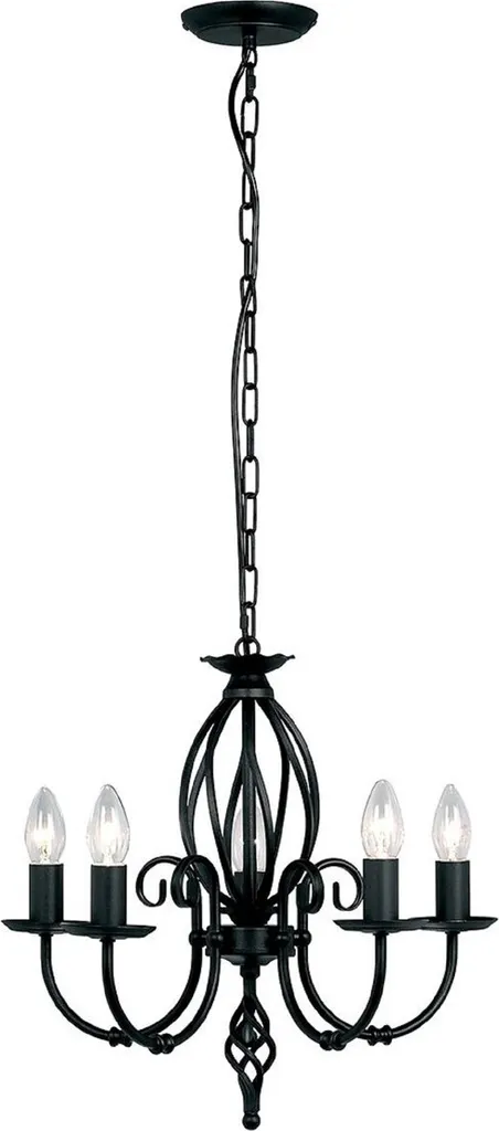 Lustre Baroque Noir Chic pour Plafond - Suspension Élégante 47x45 cm