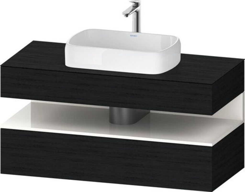Duravit Collection One Konsolenwaschtischunterbau, 1 Auszug, 1 Schubkasten, Ausschnitt mittig, 1200x550x600mm, Nische Weiß hochglänzend, QA473202...