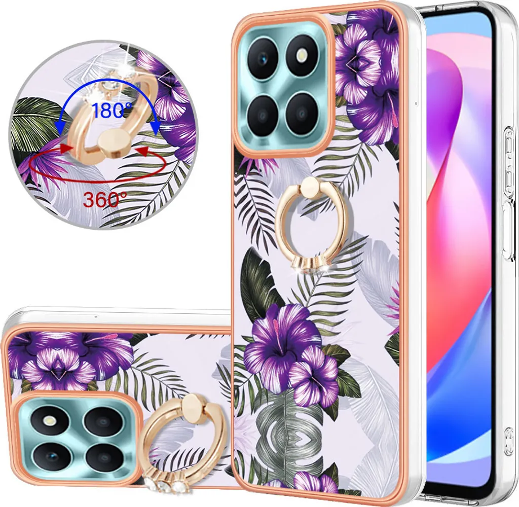 Cover Honor X6a Trendy Viola: Silicone TPU Fantasia con Ring Holder
