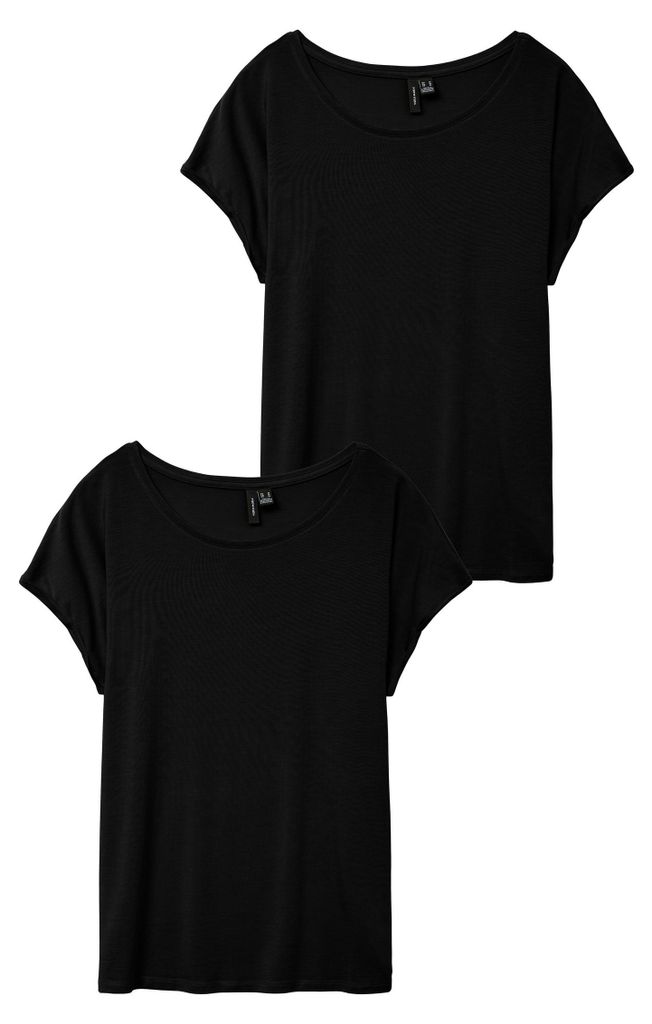 VERO MODA 2er-SET Einfarbiges T-Shirt Basic Stretch Produktbild 