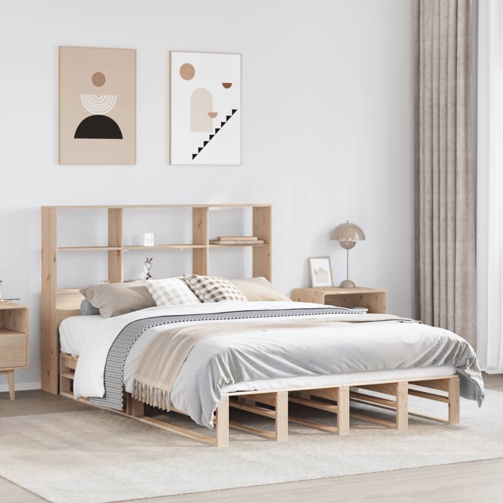 Maison Exclusive - Massivholzbett mit Regal ohne Matratze 150x200 cm Massivholz