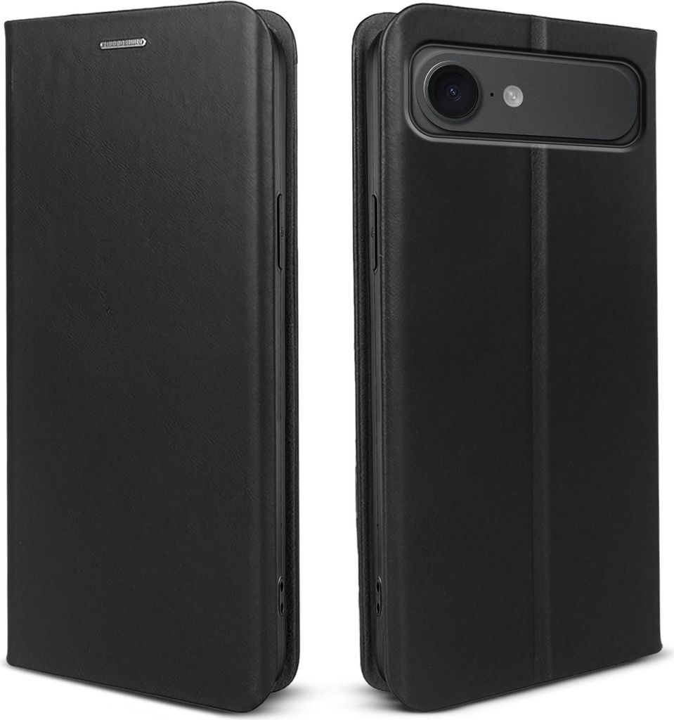 Handyhülle für Apple iPhone 17 Air Echtleder Flip Cover Hülle Case Kartenfach RFID Schutz Farbe: Schwarz