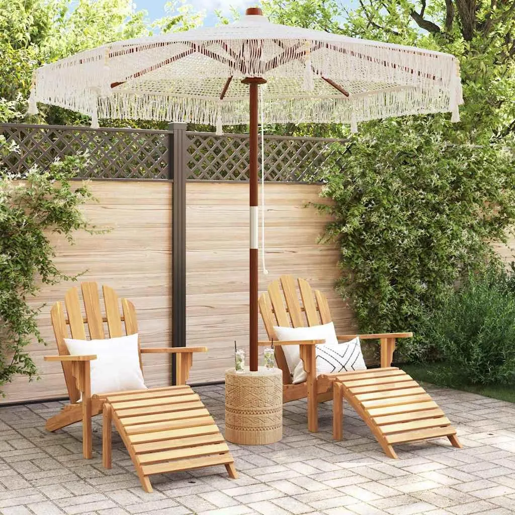 Parasol Macramé Crème 252 cm - Ombre et Style pour Terrasse et Réceptions