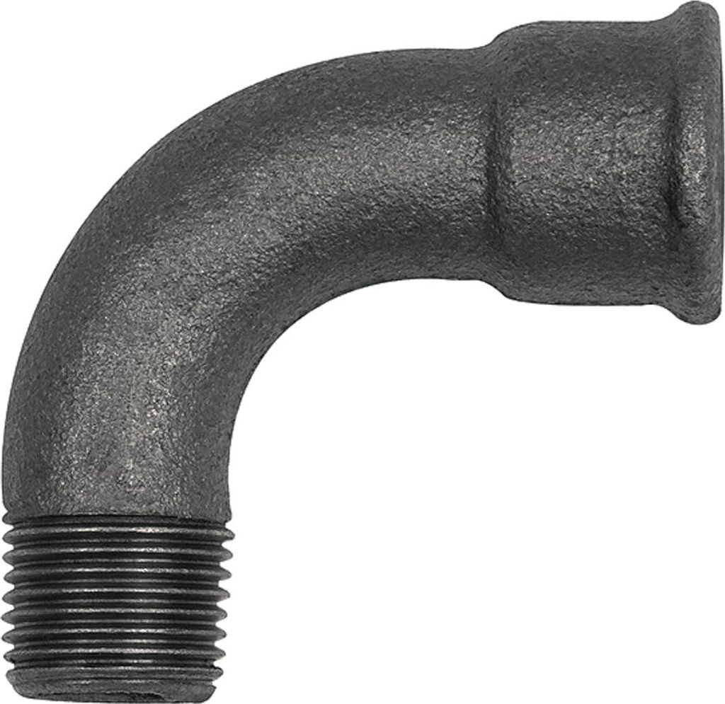 Riegler Bogen 1, 90°, lang, Rp 2 i., R 2 a., Temperguss schwarz