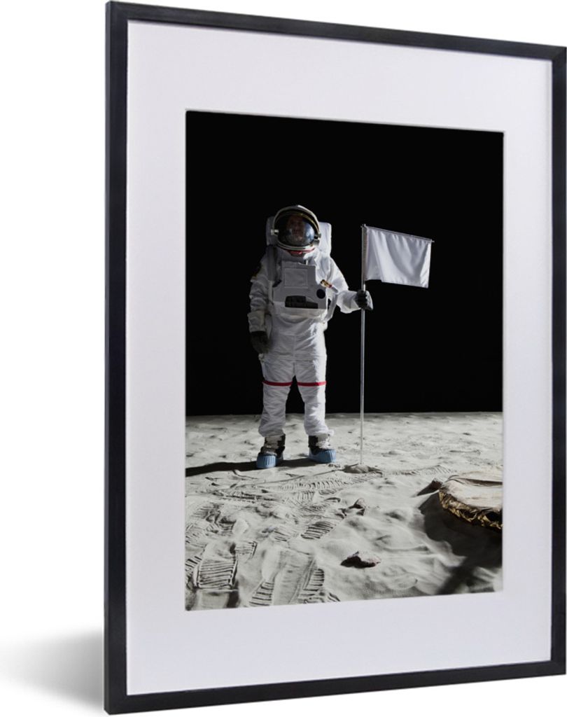 MuchoWow MuchoWow Gerahmtes Poster Mond - Weltraum - Astronaut 30x40 cm - Poster mit zchwarzem Bilderrahmen - Wandposter Schlafzimmer