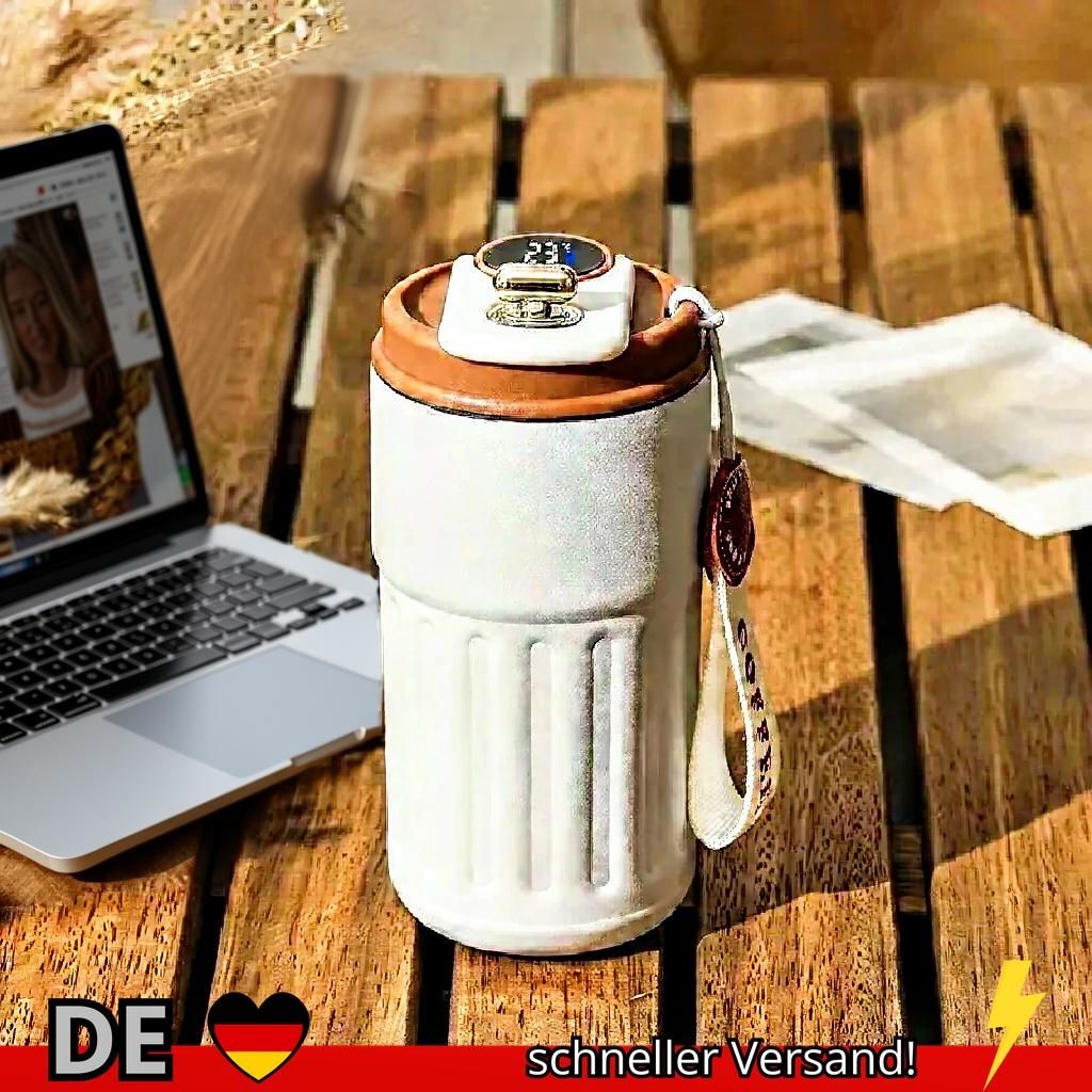 Edelstahl Thermobecher Temperaturanzeige Kaffee Auto