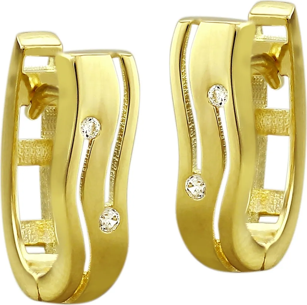 Boucles d'oreilles Créoles or jaune 8K et Zirconium blanc pour Femme