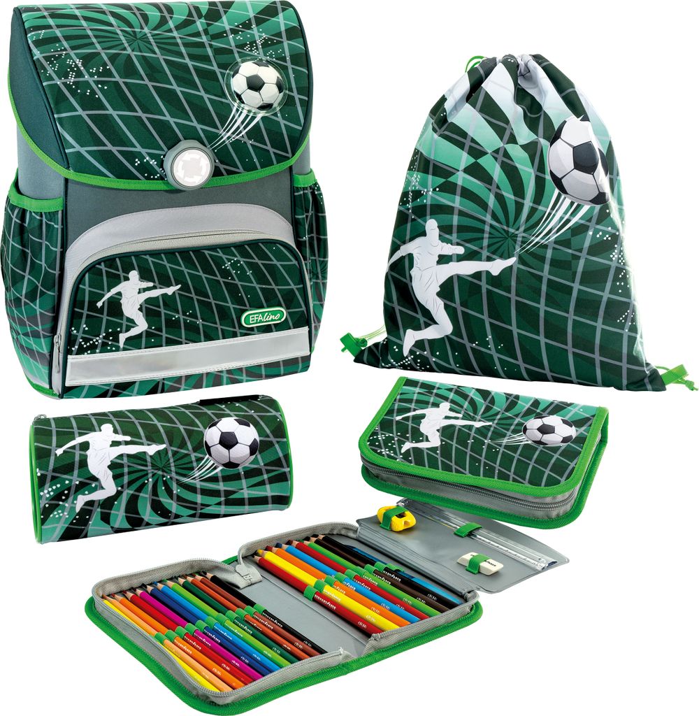 EBERHARD FABER Schulranzen-Set EFAlino Fußball schwarz/grün Produktbild 