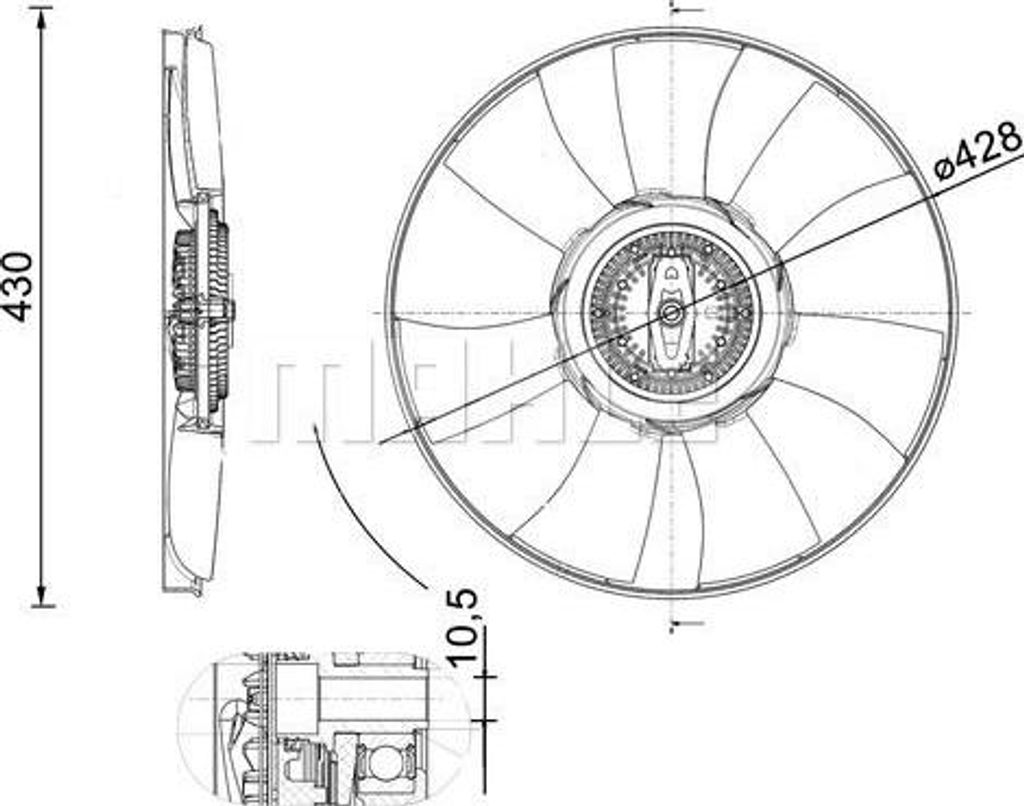 MAHLE CFF 529 000P Lüfter Motorkühlung Kühlerlüfter für VW Crafter Kastenwagen (SY, SX) Wasserkühler Ø428mm