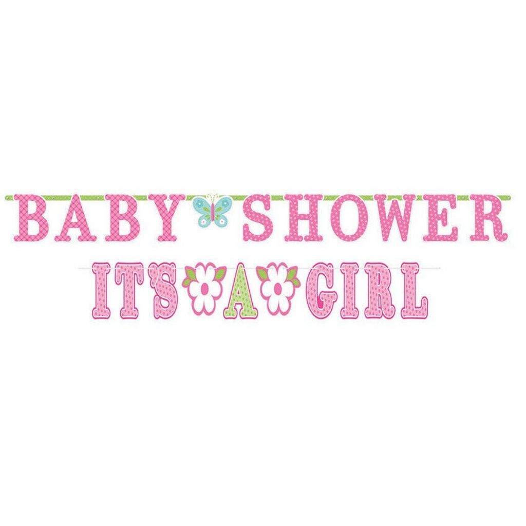 Amscan - Fahnen "Its A Girl", Baby Shower - Papier SG35345 (Einheitsgröße) (Pink)