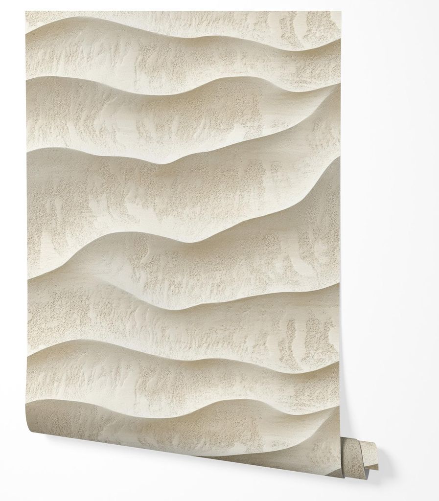 Selbstklebende Tapete Möbelfolie Wellenoptik Beige Creme 3D Produktbild 