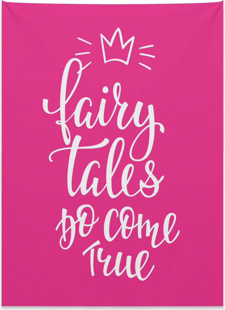 Abakuhaus Es war einmal Wandteppich, Prinzessin Krone aus Weiches Mikrofaser Stoff Kein Verblassen Klare Farben Waschbar, 110 x 150 cm, Pink Weiß