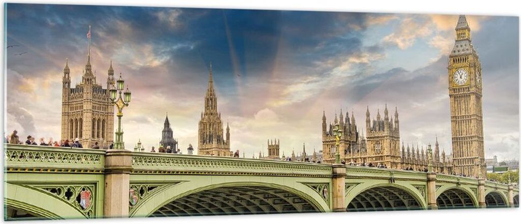 Bilder auf glas - London büro parlament gebäude - 140x50cm - Glasbilder - Wandbilder - Kunstdruck - zum Aufhängen bereit - Wanddekoration aus Gl...