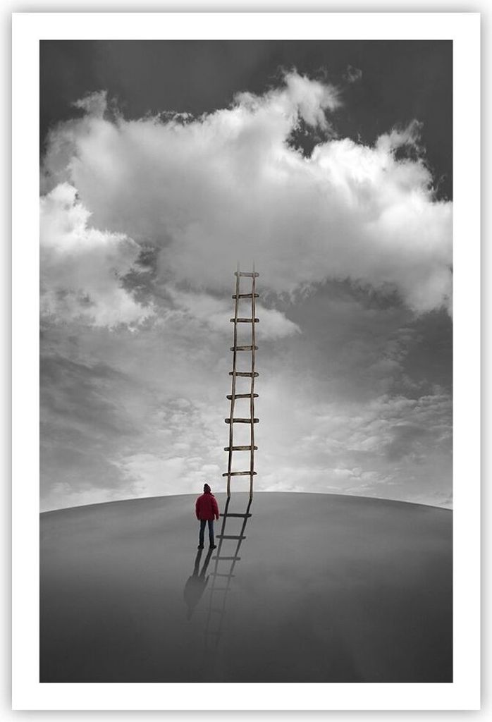 Poster - Poster ohne Rahmen - Symbol Leiter Himmel - 61x91,5 cm - Wand Bild - Wanddeko - Wandbilder - Kunstposter - Wandposter - Bilder - Kunstdruc...