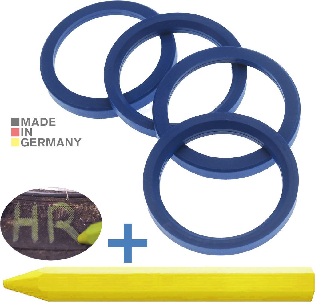 4X Zentrierringe 72,0 x 57,1 mm Blau Felgen Ringe + 1x Produktbild 