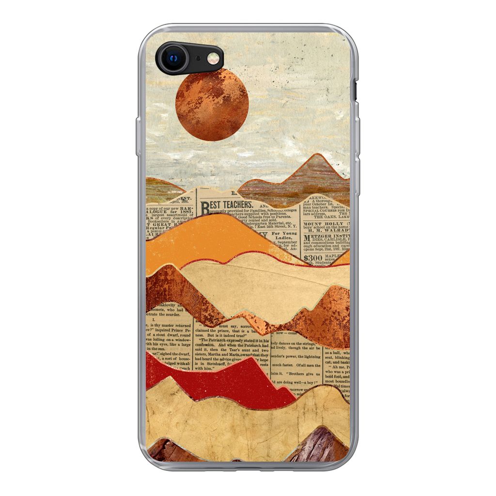MuchoWow Handyhülle Schutzhülle Hülle für iPhone 8 Vintage - Zeitung - Marmor Silikon Softcase Handy Hülle - Schutzhaube