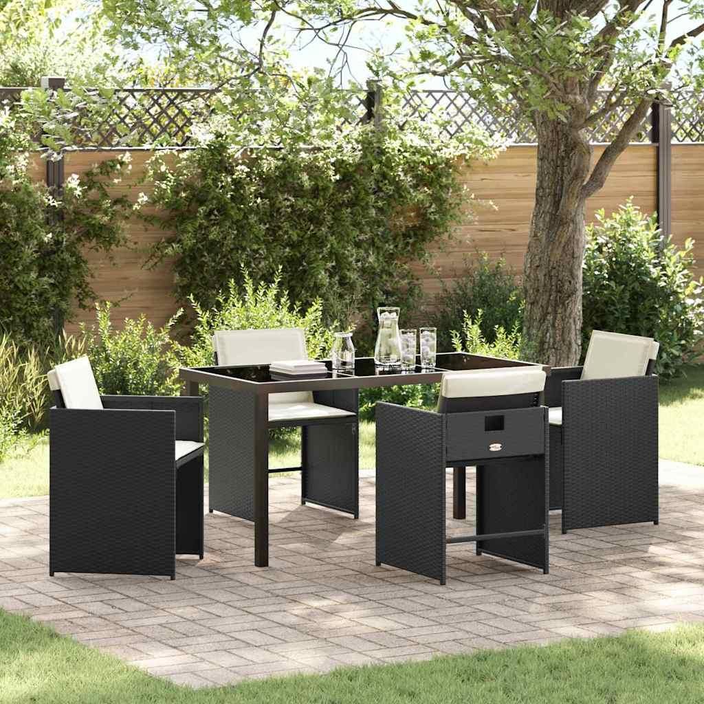 Maison Exclusive - Garten Essgruppe 5 pcs Schwarz Poly-Rattan
