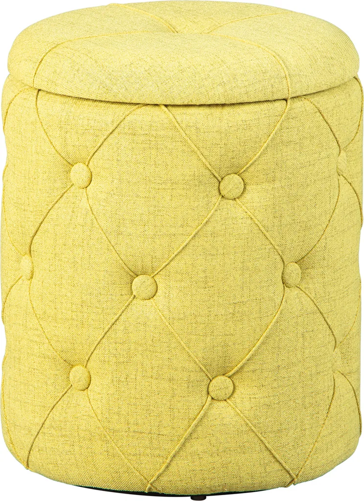 Ymas Repose-pieds Tabouret avec Rangement Jaune-Vert et Marron