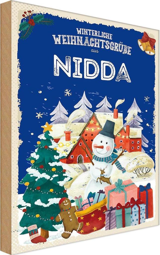 vianmo Holzschild 18x12 cm Weihnachtsgrüße NIDDA Weihnachten Fest