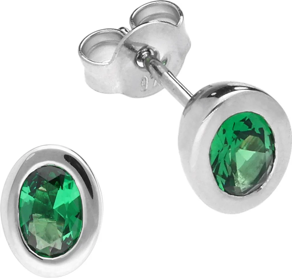 trendor 15134 Boucles d'oreilles clous argent avec cristaux verts