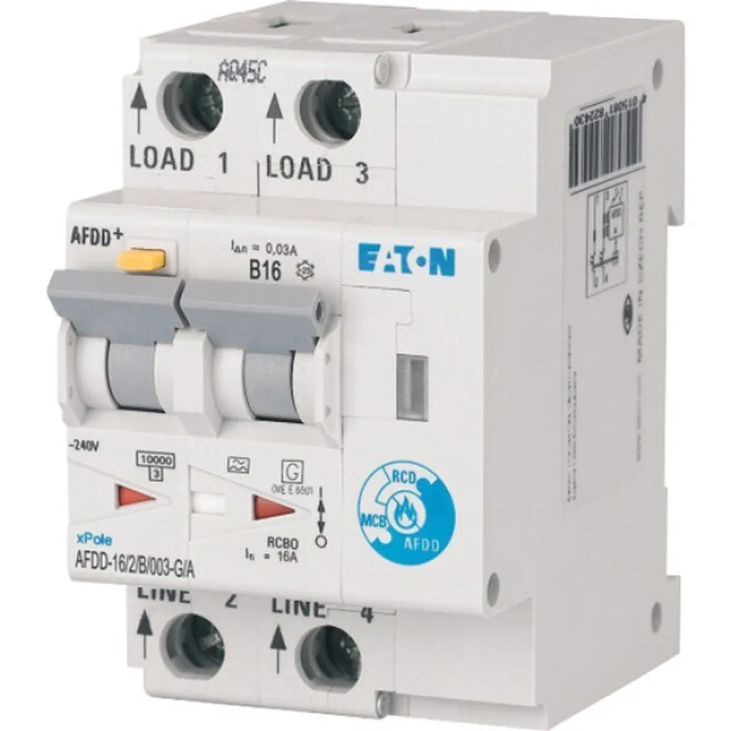 Eaton AFDD-16/2/B/003-G/A Disjoncteur Détecteur d'Arc Électrique 2P