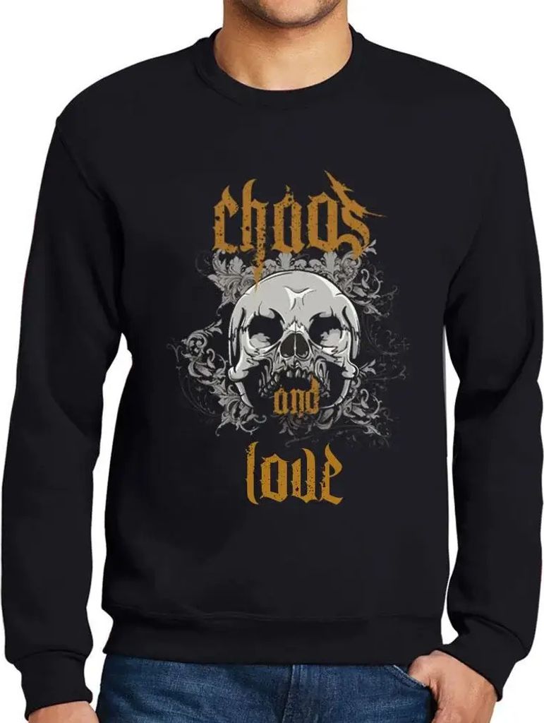 Herren Grafik Sweatshirt mit Aufdruck Chaos und Liebe – Chaos And Love – Öko-Verantwortlich Vintage Jahrgang Langarmshirt Pullover Lustige Druck