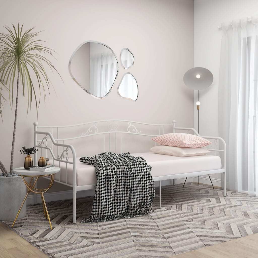 The Living Store Schlafsofa Bettgestell Weiß Metall 90x200 cm