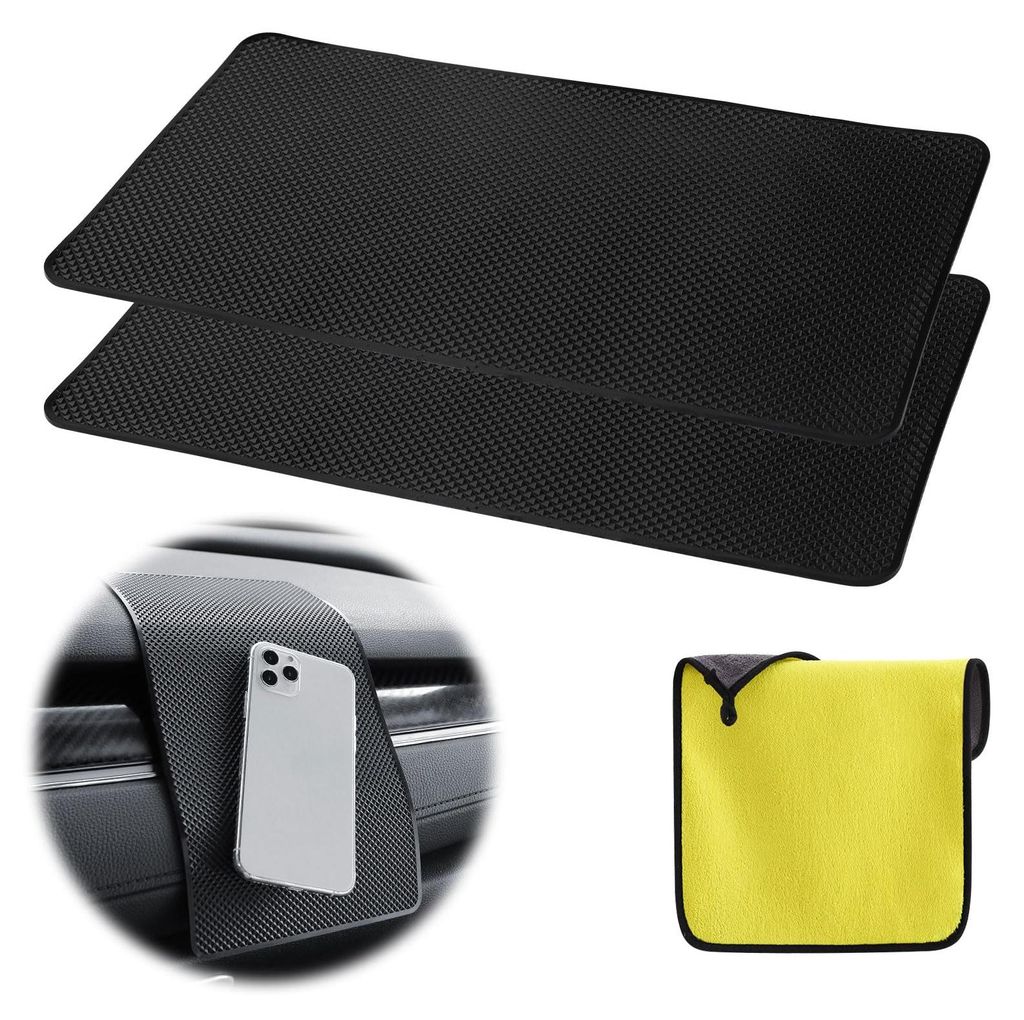 3 x Antirutschmatten für das Armaturenbrett mit doppelseitigem, saugfähigem Reinigungstuch, 27 x 15 cm selbstklebendem Gelpad, Antirutschmatte f...