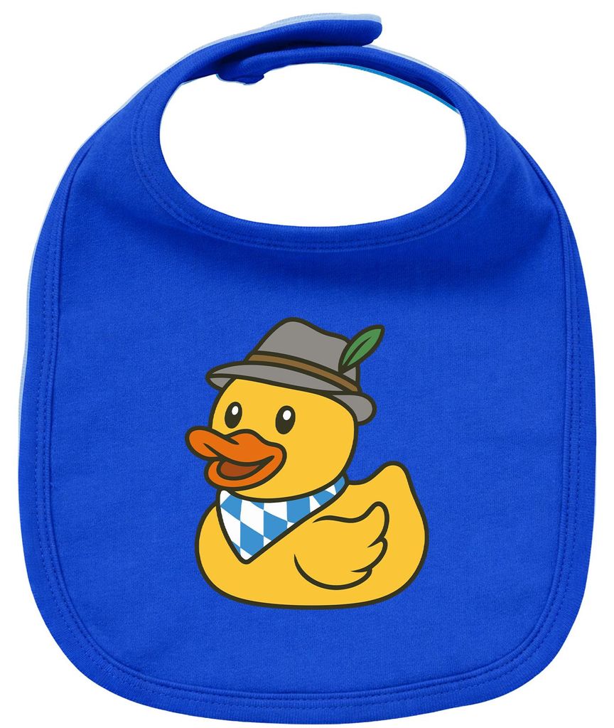 Huuraa Baby Lätzchen Quietscheente Bayern Gummiente Royal Blue Klettverschluss Baumwolle Latz Geschenkidee