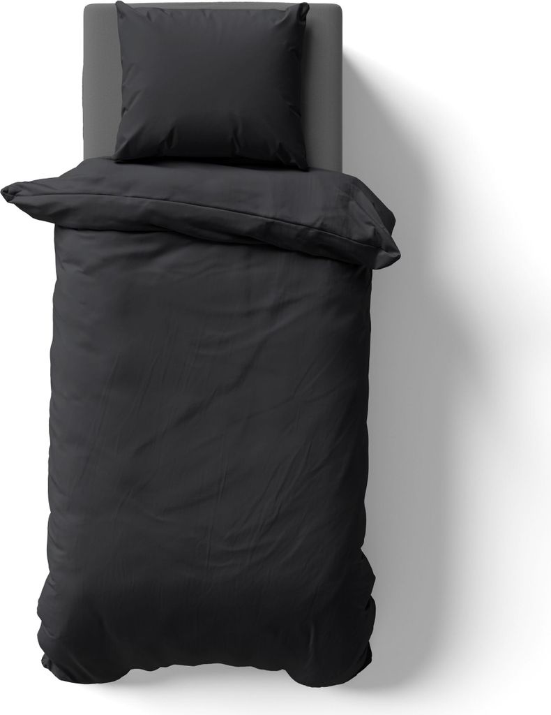 2-tlg Mikrofaser UNI Bettwäsche 135x200 + 80x80 cm Kopfkissen Garnitur mit Reißverschluss schwarz