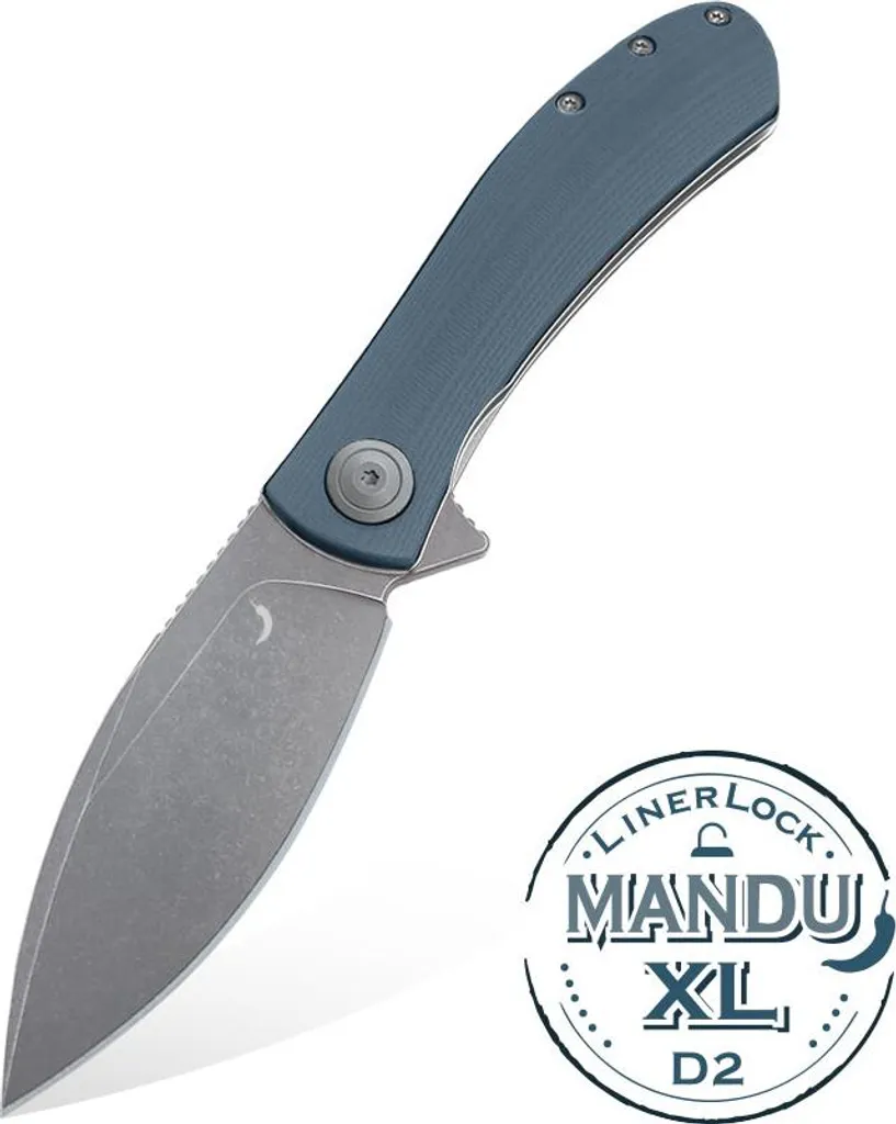 Couteau pliant D2 Mandu XL Trollsky avec lame mate Dark Bead Blast