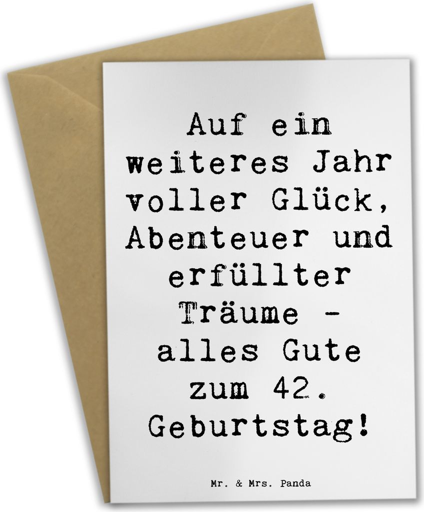 Mr. & Mrs. Panda Glückwunschkarte Spruch 42. Geburtstag - Weiß - Geschenk, liebevoll handgefertigt, sicher sein, einladungskarten, weihnachtskart...