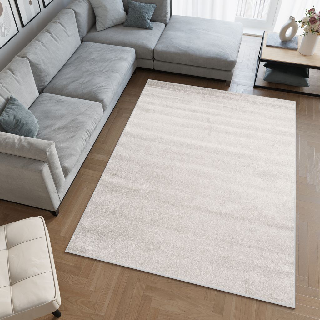 Teppich Kurzflor Schlafzimmer Wohnzimmer Kinderzimmer Grau Einfarbig Modern Design 180 x 260 cm