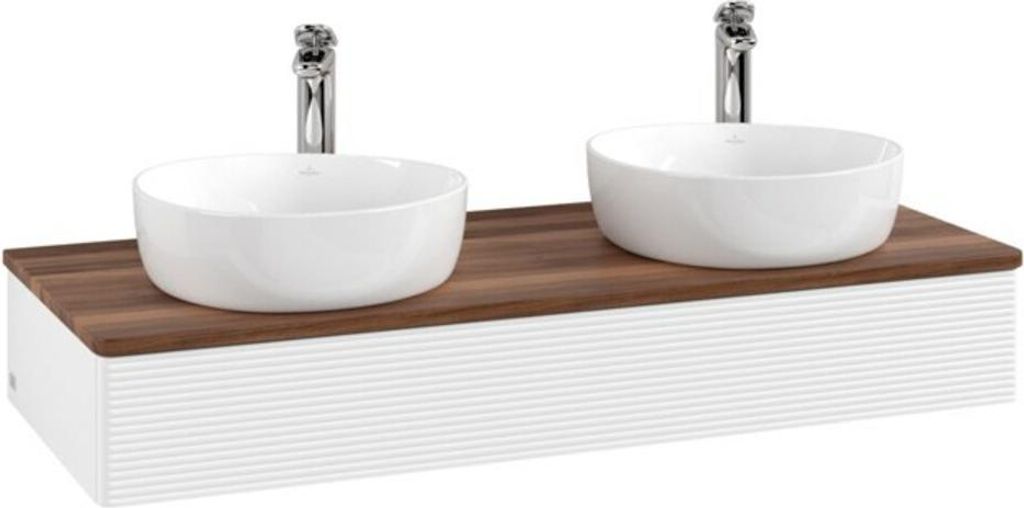 V&B Waschtischunterschrank mit Frontstruktur, mit Beleuchtung Antao 120x19x50cm, HL, WBP w. wal, wh. m Lac