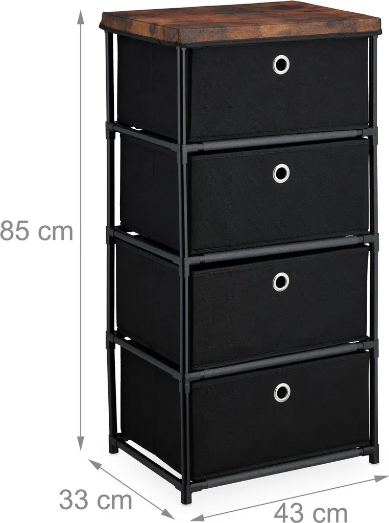 Commode bois à tiroirs en tissu pliables - Rangement léger et esthétique - 3