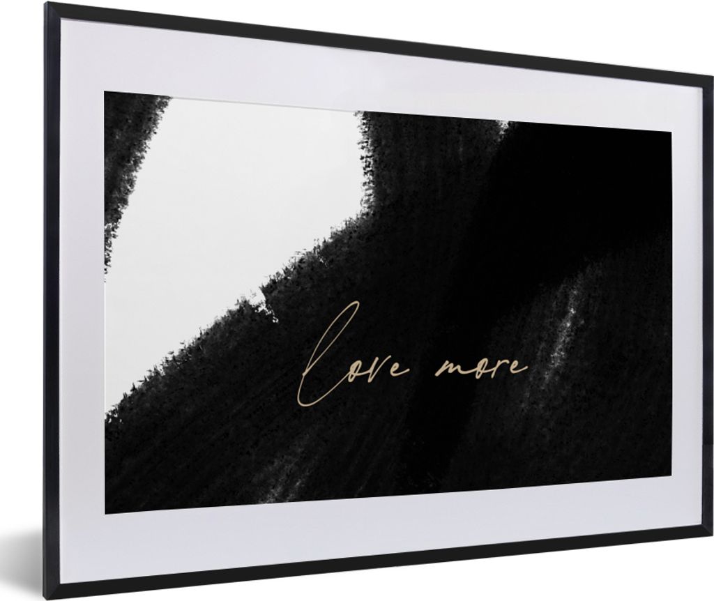MuchoWow Gerahmtes Poster Text - Abstrakt - Liebe mehr - Zitate 60x40 cm - Poster mit Schwarzem Bilderrahmen Wandposter Rahmen Foto Bilder - Schl...