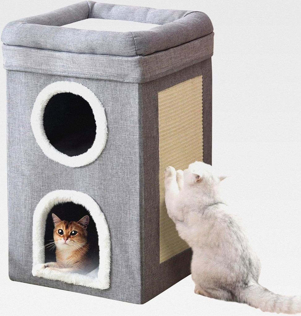 Faltbares Katzenhaus, katzenhöhle große Katzen, Katzenbetten für Indoor Katze, Katzenhöhle 3 Schicht Katzen würfel, Katzenhaus Höhle für kle...