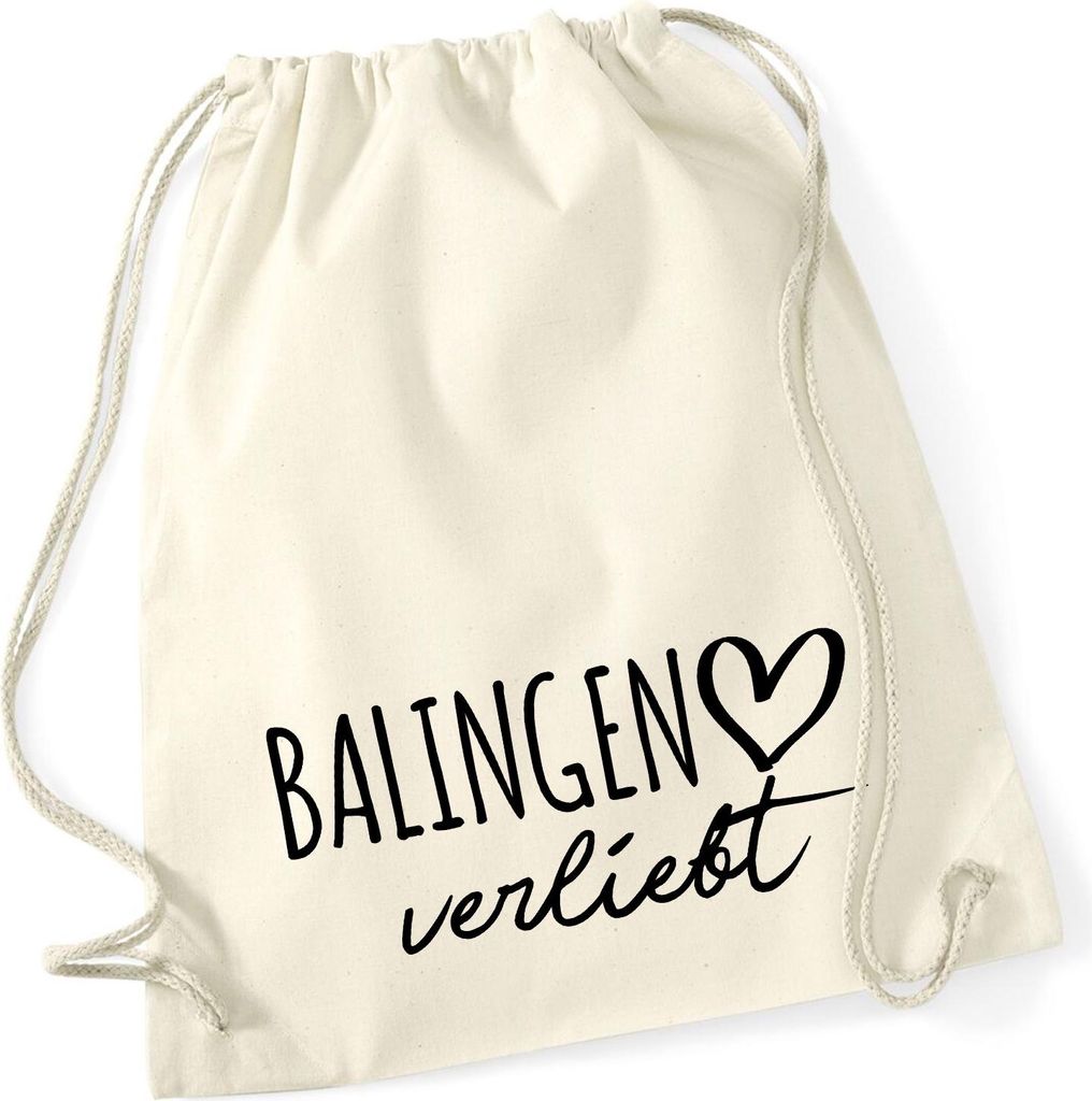 Huuraa Turnbeutel Balingen verliebt 12 Liter Natural Baumwolle Rucksack Geschenkidee