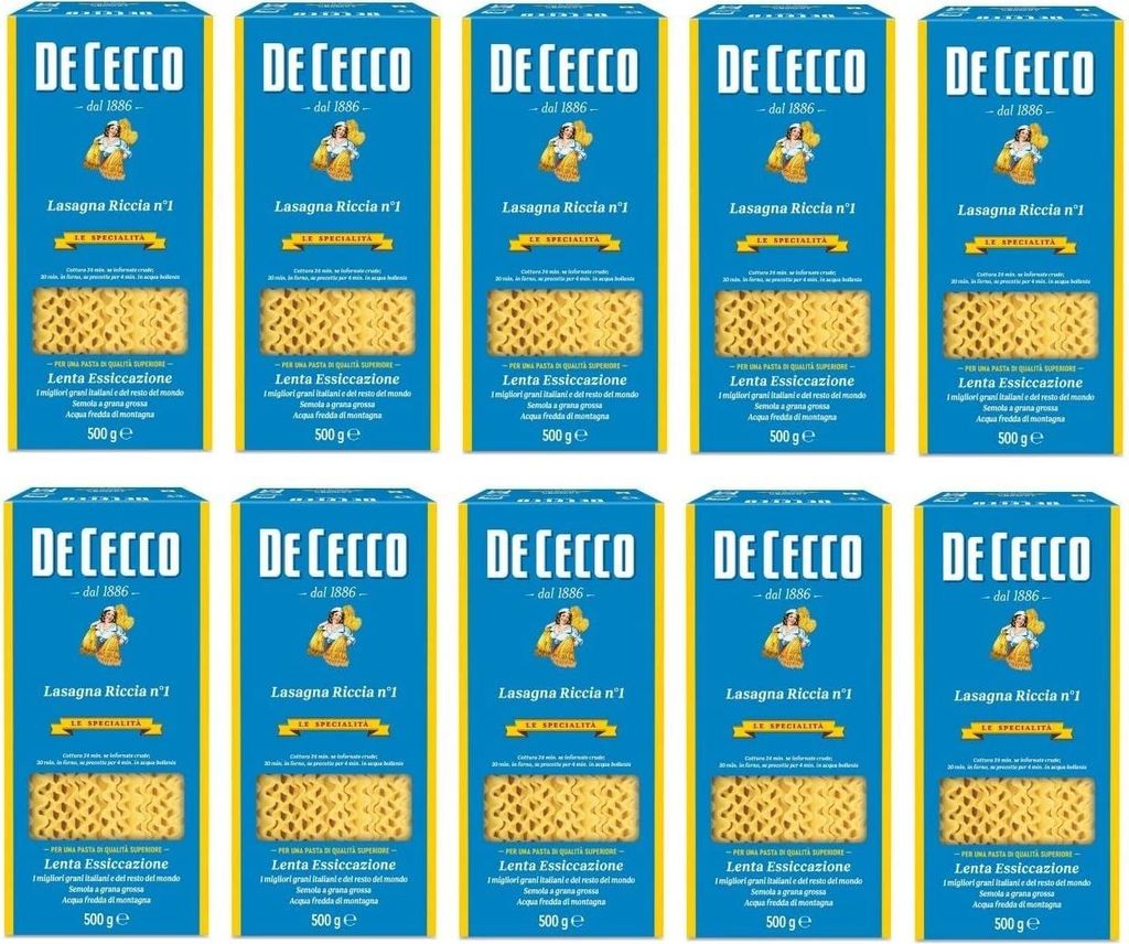 10x Pasta De Cecco 100% Italienisch Lasagna larga Doppia Produktbild 